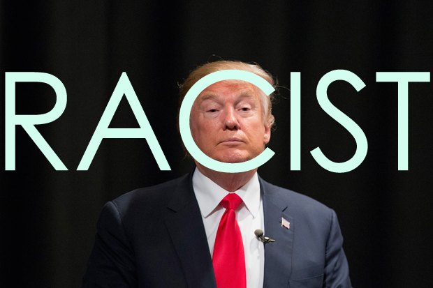 A Picture of Trump with the word "Racist" Written Over Him