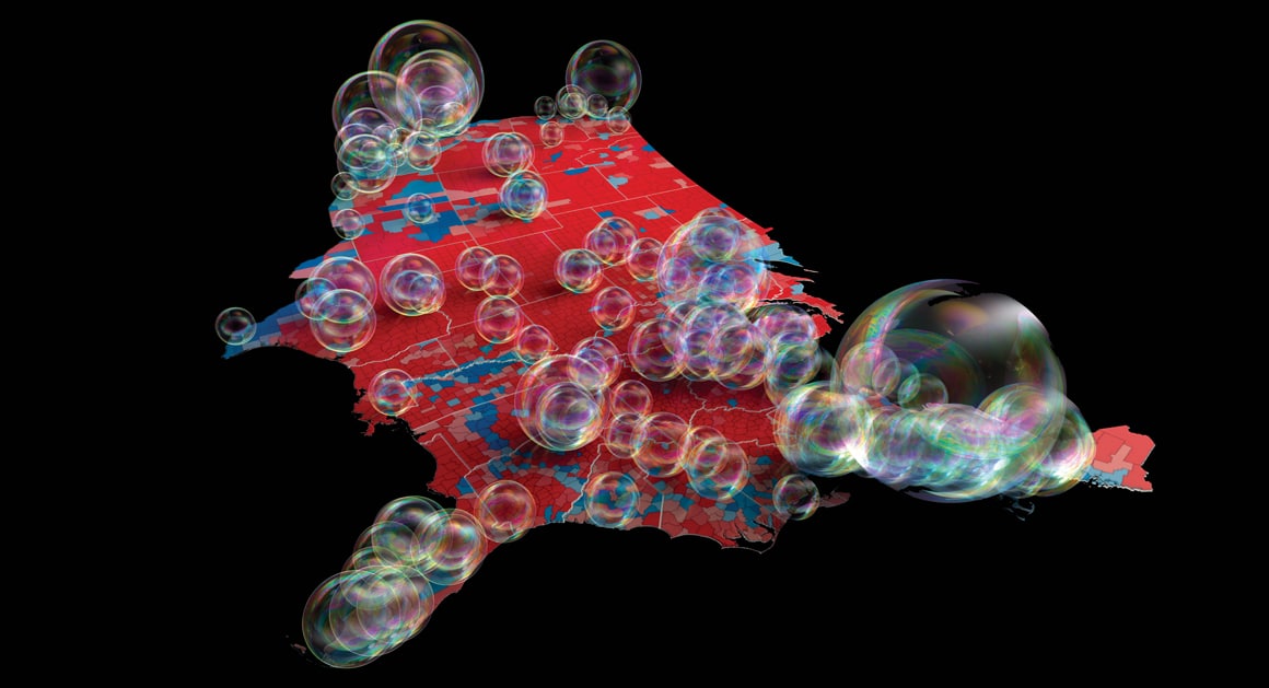 A picture of multiple, distinct bubbles to symbolize the media bubble present in contemporary society