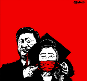 Xi Xijingping holding a mask over students mouth